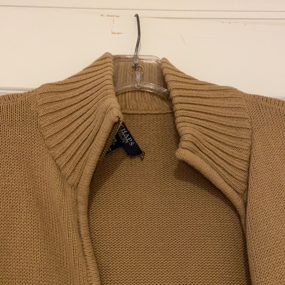 Chaps Brown Buckle Pocket Zip-Up Sweater Size PS - Picture 7 of 12